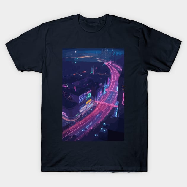 Night City Illustration T-Shirt by VENZ0LIC